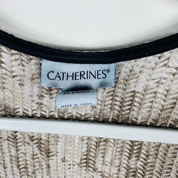 Catherines Plus Size 2X Open Knit Kimono Open Layering Top Tan Brown - Picture 3 of 3